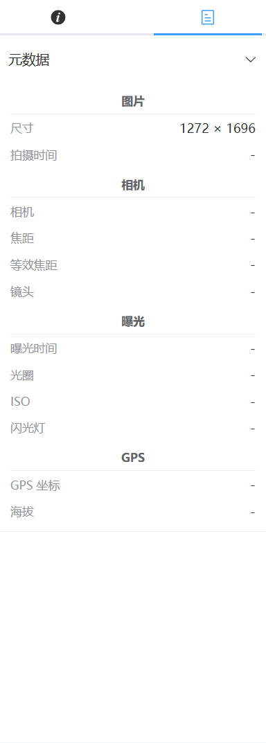 文件元数据面板