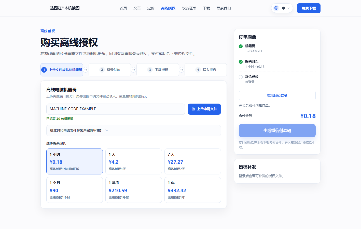 官网离线授权页